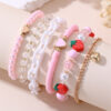 Wholesale Red polymer clay strawberry pearl girl's bracelet