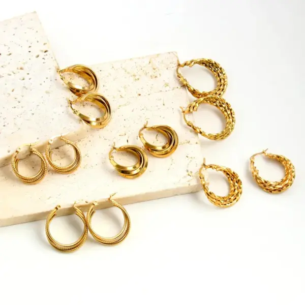 Wholesale 1 Pair Vacation Simple Style Geometric Plating 304 Stainless Steel 18K Gold Plated Earrings