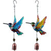 Wholesale Cross-Border New Product Hummingbird Wind Chime Metal Iron Crafts Hanging Decoration Iron Printed Bird Courtyard Garden Pendant