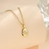 Wholesale Water Plating Vacuum Plating Real Gold Plated 18K Gold Cross Square Flower 304 Stainless Steel Titanium Steel Korean Style Waterproof Non Tarnish 201 Stainless Steel Pendant Necklace
