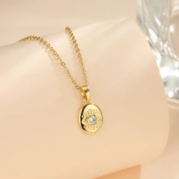 Wholesale Water Plating Vacuum Plating Real Gold Plated 18K Gold Cross Square Flower 304 Stainless Steel Titanium Steel Korean Style Waterproof Non Tarnish 201 Stainless Steel Pendant Necklace