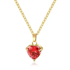 Golden Pomegranate Red Heart-Shaped / Necklace