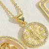 Wholesale Vintage Style Simple Style Human Copper Plating Inlay Shell Zircon 14k Gold Plated Pendant Necklace