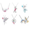 Wholesale Ballerina Girl Unicorn Rainbow Mermaid Pendant Sweater Necklace