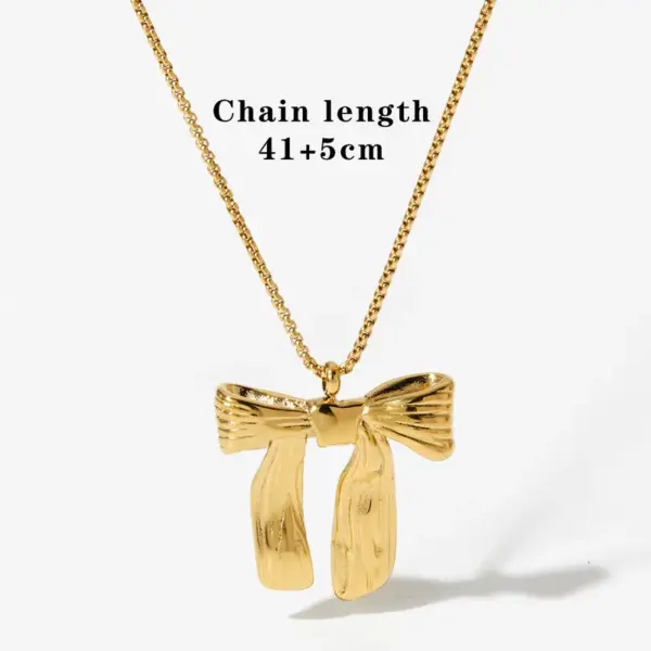 Wholesale Real Gold Plated 316 Stainless Steel PVD Coated No Inlaid Bow Knot Waterproof Non Tarnish Simple Style Classic Style Earrings Necklace For Women's