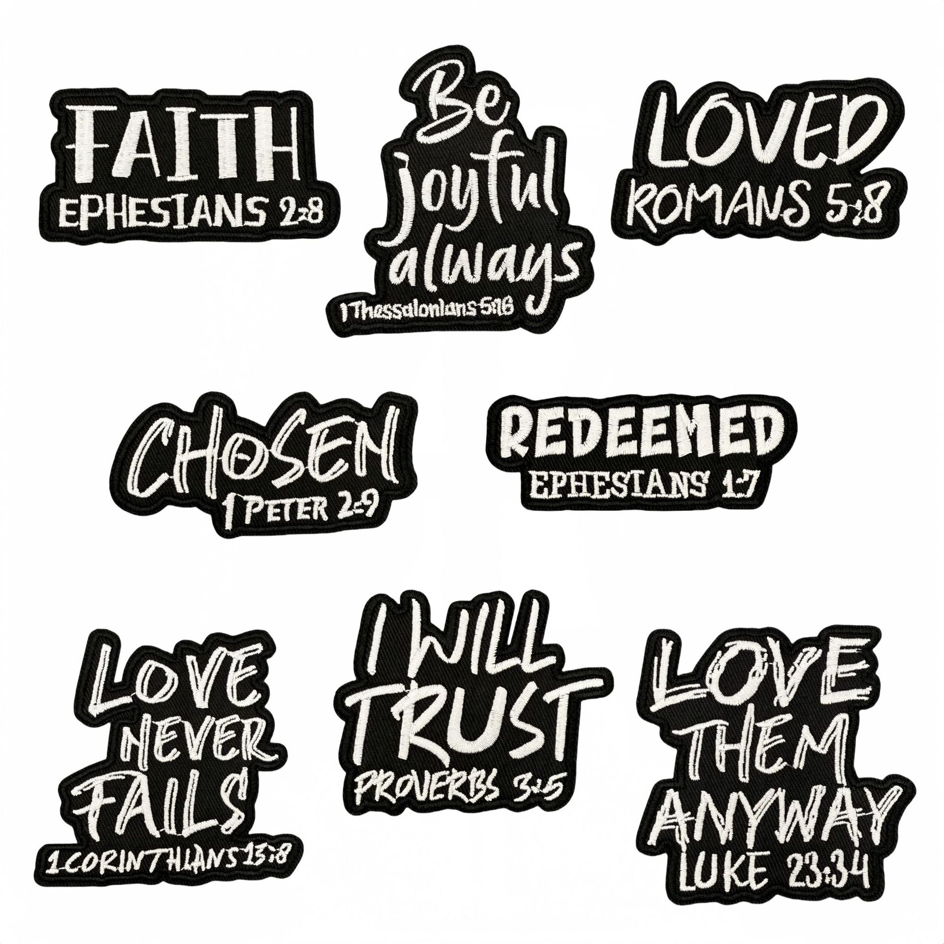 Wholesale Cross-Border Simple Black and White English Text Embroidery Cloth Patch Aessories Computer Embroidery Clothing Aessories Badge Style Ready S