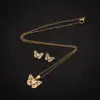 Wholesale PVD Coated 18K Gold Real Gold Plated Butterfly 201 Stainless Steel Fashion Waterproof Non Tarnish Earrings Necklace