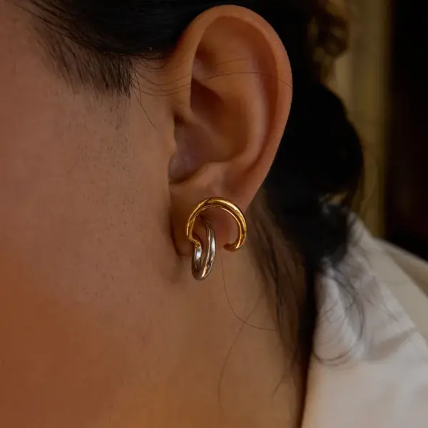 Wholesale 304 Stainless Steel Geometric PVD Coated Real Gold Plated Casual Simple Style Commute Waterproof Non Tarnish Rings Earrings