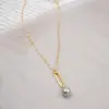 Imitation Pearl Ferroalloy Copper Round Electroplating Vacuum Plating Real Gold Plated Casual Simple Style Waterproof Non Tarnish Plating Mariner Chain Gold Pendant Necklace