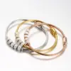 Wholesale Fashion Round Stainless Steel Inlay Artificial Diamond Bangle 1 Piece