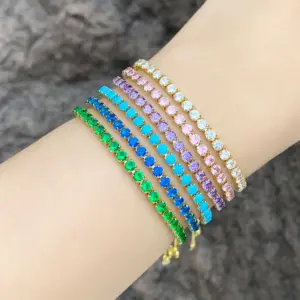 Wholesale Fashion Geometric Copper 18k Gold Plated Zircon Bracelets In Bulk