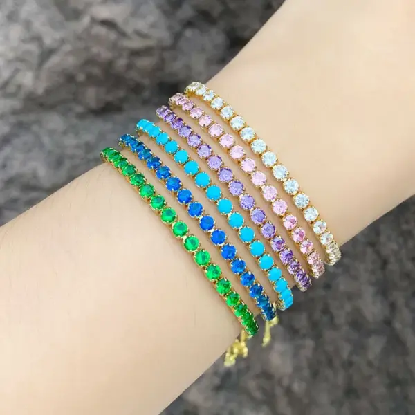 Wholesale Fashion Geometric Copper 18k Gold Plated Zircon Bracelets In Bulk