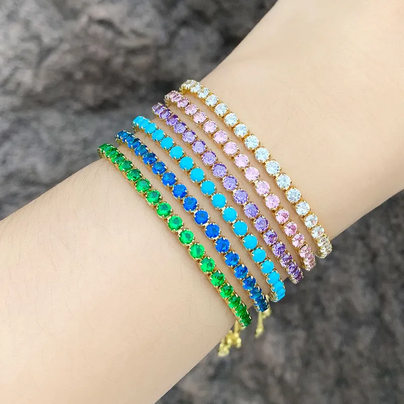Wholesale Fashion Geometric Copper 18k Gold Plated Zircon Bracelets In Bulk