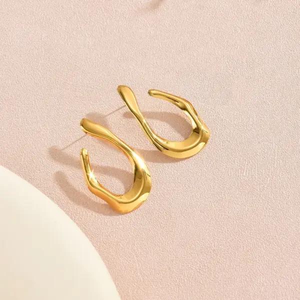 304 Stainless Steel Irregular Electroplating PVD Coated 18K Gold Plated Imitation Gold Casual Exaggerated Streetwear Twisted Rope Chain Gold Earrings Necklace Jewelry Set