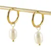 Wholesale Retro Geometric Stainless Steel Pearl Earrings 1 Pair