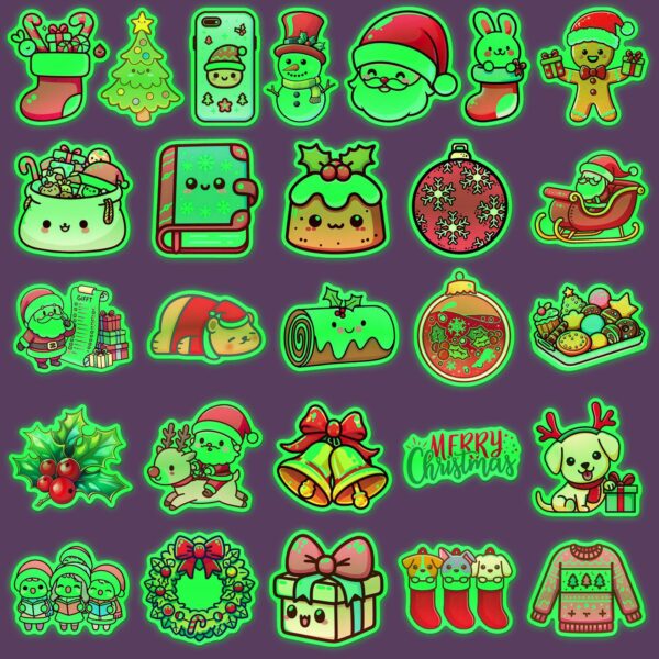 Wholesale 52 Christmas Glow-in-the-Dark Stickers