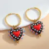Wholesale 1 Pair Casual Cute Sweet Heart Shape Enamel Plating 304 Stainless Steel 18K Gold Plated Charm Sleeper Hoop Earrings