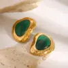 Wholesale 304 Stainless Steel Irregular Ion Plating (IP) Resin 18K Real Gold Plated Real Gold Plated Simple Style Classic Style Waterproof Non Tarnish Ear Studs