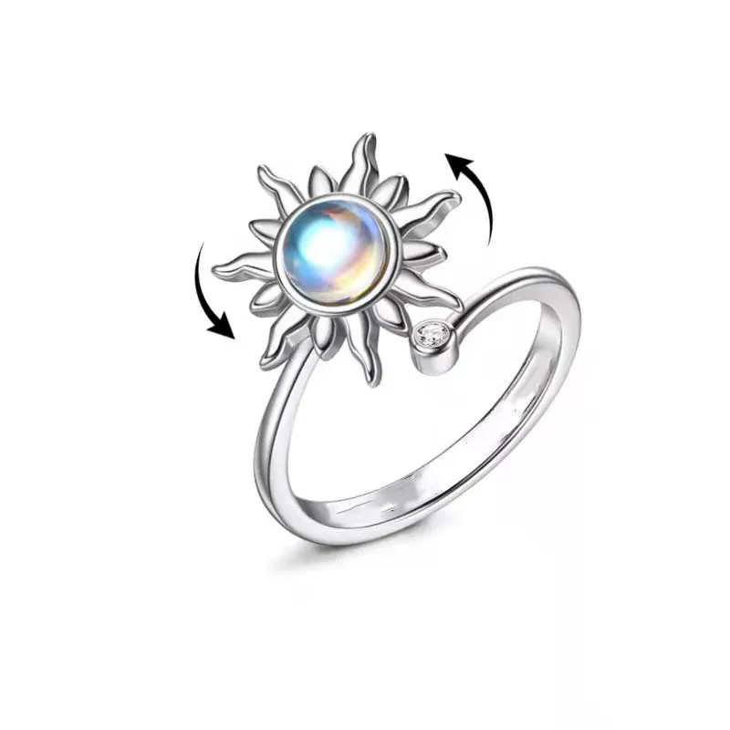 Wholesale Fashion Simple Style Suower Copper Plating Flowers Natural Stone Rings