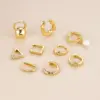 Wholesale Fashion Geometric Copper Plating Inlay Pearl Zircon Ear Studs 1 Piece