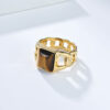 Wholesale European and American Hot Hip Hop Cuban Chain Tiger Eye Gem Titanium Steel Ring Men's Niche Personality Trendy Fashion Jewelry