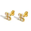 Wholesale PVD Coated Real Gold Plated 18K Gold Flower 201 Stainless Steel Shiny Waterproof Non Tarnish Ear Studs