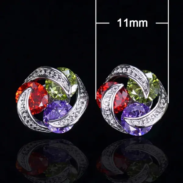 Fashion Flower Diamond Copper Artificial Gemstones Earrings