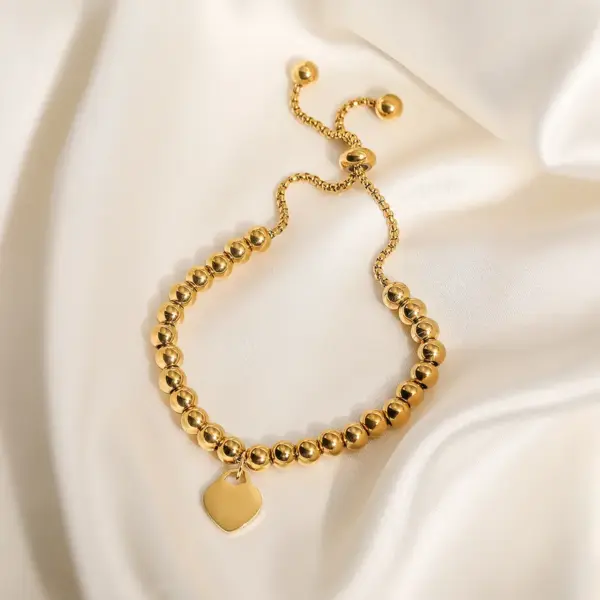 Wholesale Retro Simple Style Heart Shape 304 Stainless Steel Ball Chain Bracelets In Bulk