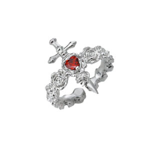 Rose cross love ring (silver plated copper)