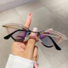 Wholesale New Colorful Frameless Diamond-encrusted Cat's Eye High-end Sense Sunglasses Internet Celebrant Street Shot Show Distinctive Decorative Sunglasses
