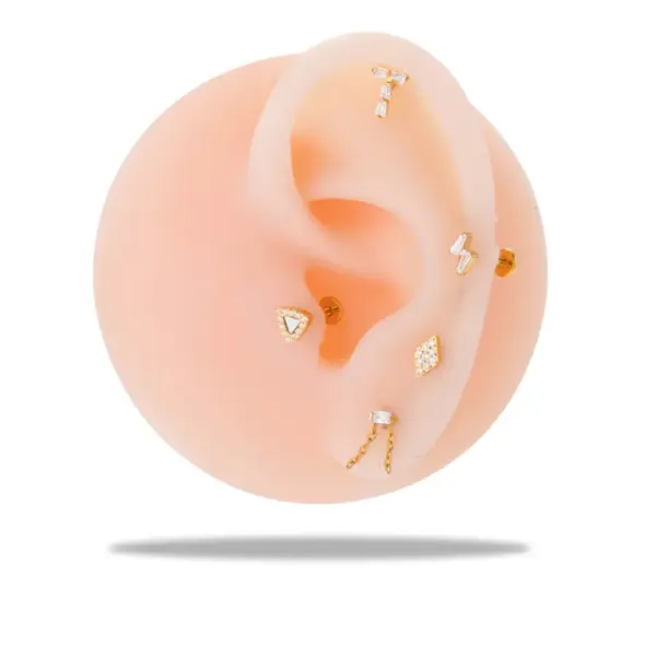 1 Piece Ear Cartilage Rings & Studs Simple Style Geometric Pure Titanium Plating Inlay Zircon