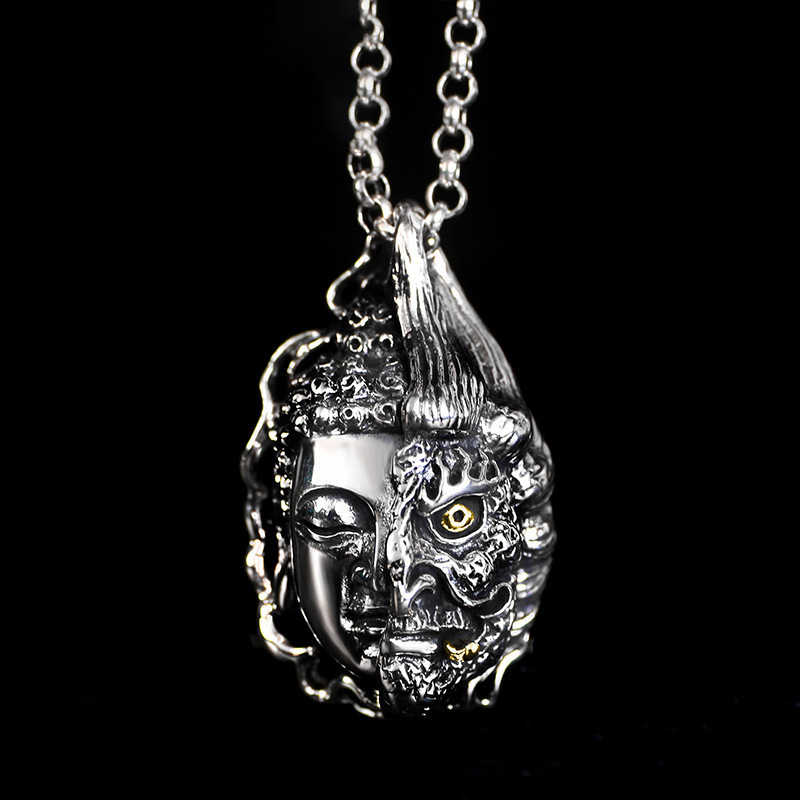 Wholesale One thought pendant Buddha magic necklace rich deer 925 sier ethnic retro men's pendant exaerated personality jewelry