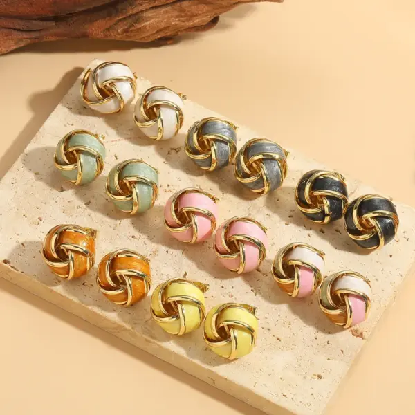 Wholesale 1 Pair Elegant Round Copper 14K Gold Plated Ear Studs