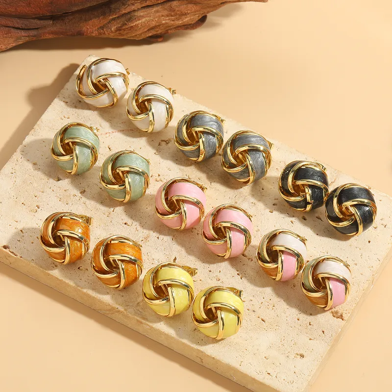 Wholesale 1 Pair Elegant Round Copper 14K Gold Plated Ear Studs