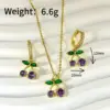 Wholesale Jewelry Elegant Cute Cherry Copper Zircon 18K Gold Plated Earrings Necklace Jewelry Set