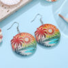 Wholesale Cross-border New Holiday Style Colorful Tropical Palm Tree Coconut Tree Sun Acrylic Pendant Earrings Beach Earrings