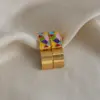 Wholesale PVD Coated Real Gold Plated 18K Gold Color Block 201 Stainless Steel IG Style Waterproof Non Tarnish Earrings