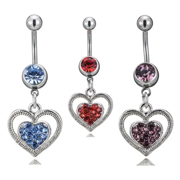 Wholesale Fashion Heart Rhinestone Belly Ring