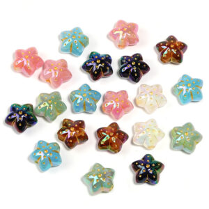 Gilt five-pointed star beads (randomly mixed colors) / 16x18mm