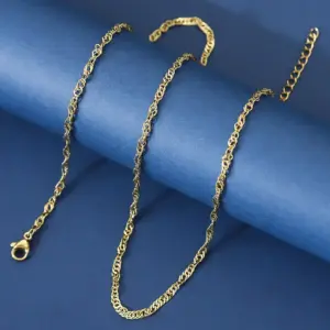 2.5mm Water Wave Chain (Gold) / Length: 45+5CM