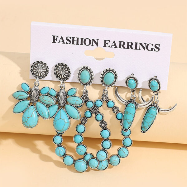Wholesale Western-style bullhead teardrop turquoise earrings