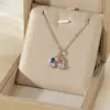 Wholesale 201 Stainless Steel Brass 18K Gold Plated Inlay Rainbow Star Flower Zircon Pendant Necklace