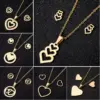 Wholesale PVD Coated Real Gold Plated Heart Shape Stainless Steel Fashion Waterproof Non Tarnish Jewelry Set