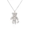 Full Diamond Bear Copper Necklace Micro Inlaid Zircon Cute Bear With Little Bear Pendant Necklace