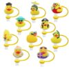 Wholesale Yellow duck silicone straw cap 8/10mm straw dust cap creative straw cap straw dust cap