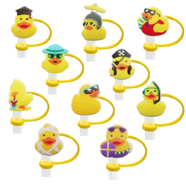 Wholesale Yellow duck silicone straw cap 8/10mm straw dust cap creative straw cap straw dust cap