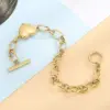 Wholesale PVD Coated 18K Gold Plated Heart Titanium Steel Fashion Waterproof Non Tarnish Bracelets