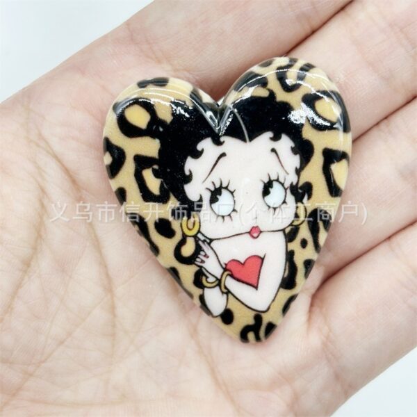 Wholesale Vertical hole big 40*45mm cartoon printed love beaded OLY Exclusive