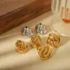PVD Coated Real Gold Plated 18K Gold Geometric Solid Color 304 Stainless Steel Exaggerated IG Style Waterproof Non Tarnish Ear Studs