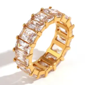 4A Zircon Ring Rings-Golden White / No. 7